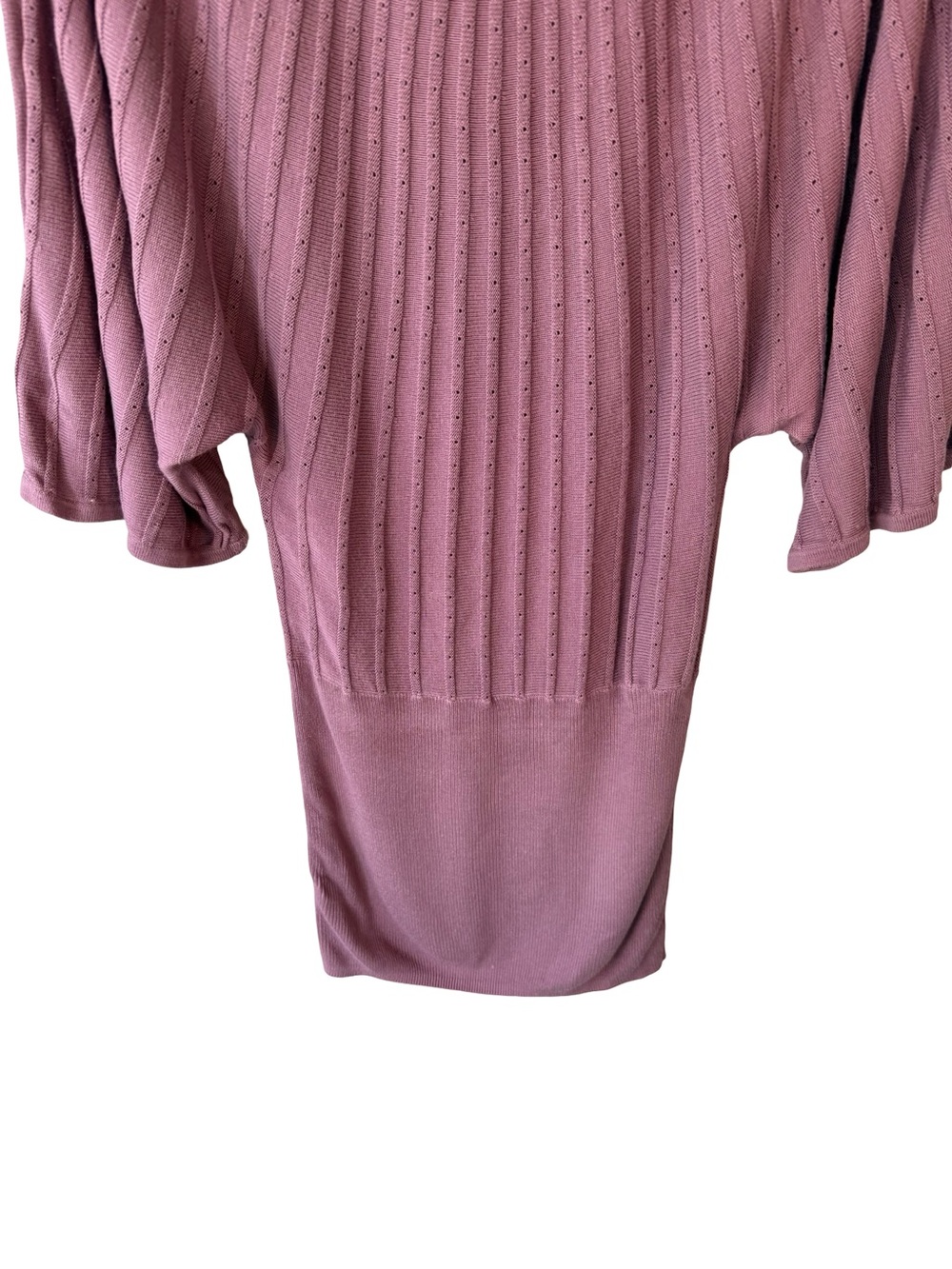 H&M Dusty Mauve Ribbed Scoop-Neck Sweater Dress Tunic Size XS Y2K Cottagecore - Picture 8 of 11